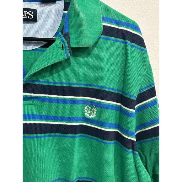 Chaps Mens Green Blue Striped Polo Shirt Cotton Sz XL - Picture 4 of 8